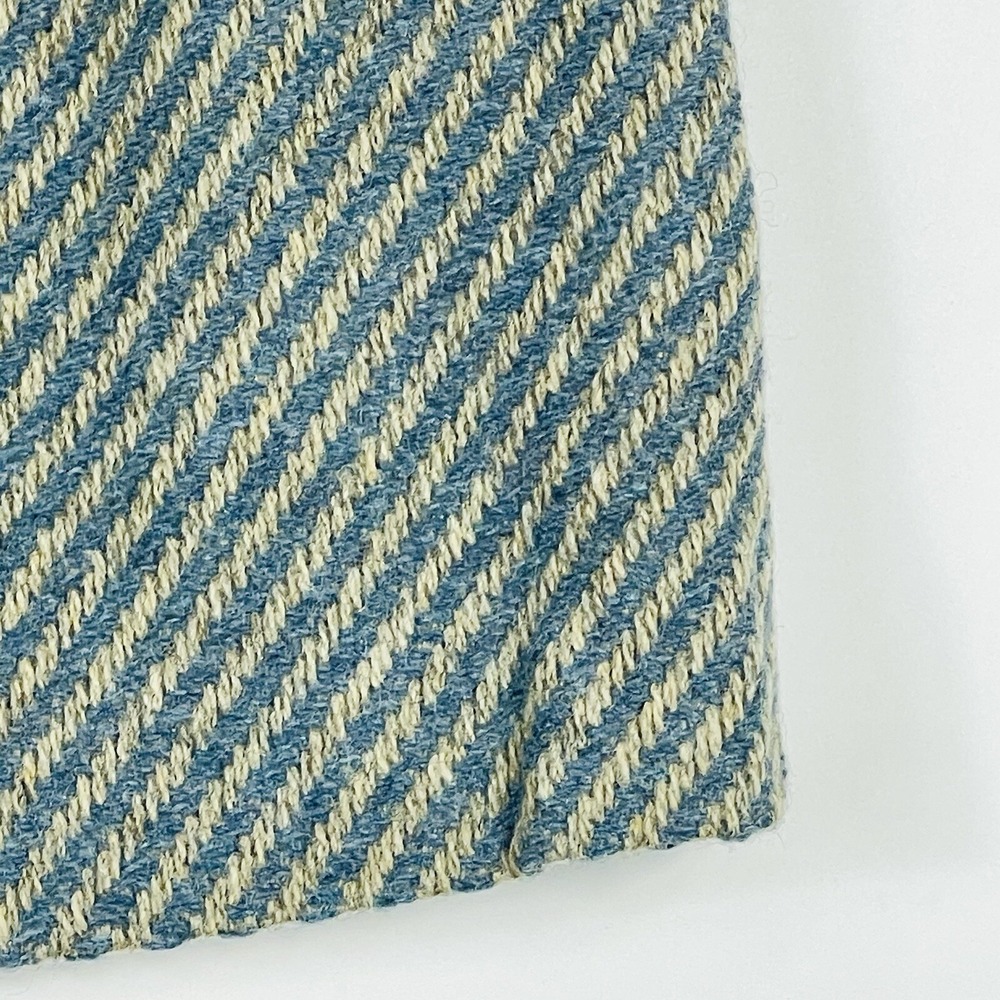Jaeger London Skirt Womens 8.5 Small Blue Cream Stripe Vintage British Mod Tweed - Picture 3 of 6
